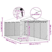 Hundgård med tak silver 3x6x2,5 m galvaniserat stål