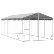 Hundgård med tak silver 3x7,5x2,5 m galvaniserat stål