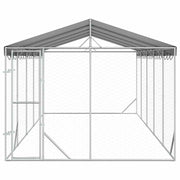 Hundgård med tak silver 3x7,5x2,5 m galvaniserat stål