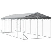 Hundgård med tak silver 3x7,5x2,5 m galvaniserat stål