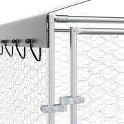 Hundgård med tak silver 3x7,5x2,5 m galvaniserat stål