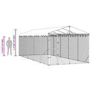 Hundgård med tak silver 3x7,5x2,5 m galvaniserat stål
