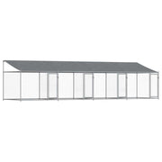 Hundgård med tak och dörrar grå 8x2x2 cm galvaniserat stål