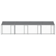 Hundgård med tak och dörrar grå 8x2x2 cm galvaniserat stål