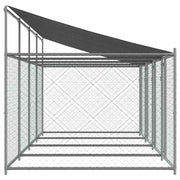 Hundgård med tak och dörrar grå 8x2x2 cm galvaniserat stål