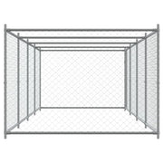 Hundgård med dörr grå 8x2x1,5 cm galvaniserat stål
