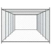 Hundgård med dörr grå 12x2x1,5 cm galvaniserat stål