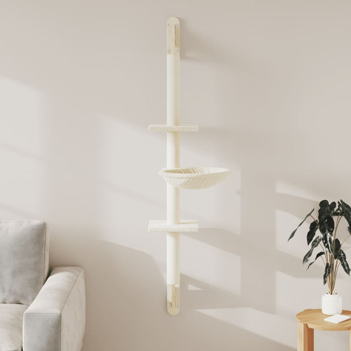 Väggmonterat klösträd med klöspelare gräddvit 142,5 cm