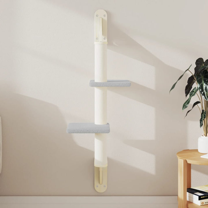 Väggmonterat klösträd med klöspelare ljusgrå 108 cm