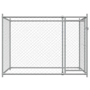 Hundgård med dörr grå 2x2x1,5 cm galvaniserat stål
