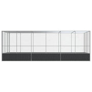 Voljär med utbyggnad silver 625x207x212 cm stål