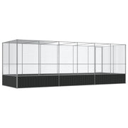 Voljär med utbyggnad silver 625x207x212 cm stål