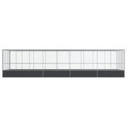 Voljär med utbyggnad silver 932x307x212 cm stål