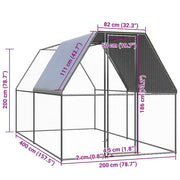 Hönsbur 2x4x2 m galvaniserat stål