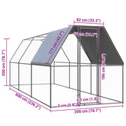 Hönsbur 2x6x2 m galvaniserat stål
