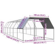 Hönsbur 3x12x2 m galvaniserat stål