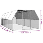 Hönsbur 3x8x2 m galvaniserat stål