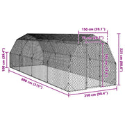 Hönsgård 2,5x8x2,25 m galvaniserat stål