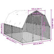 Hönsgård med tak 2,5x4x2,25 m galvaniserat stål