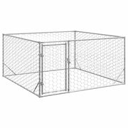 Hundkoja utomhus med dörr 2x2x1 m galvaniserat stål