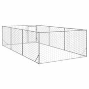 Hundkoja utomhus med dörr 2x4x1 m galvaniserat stål