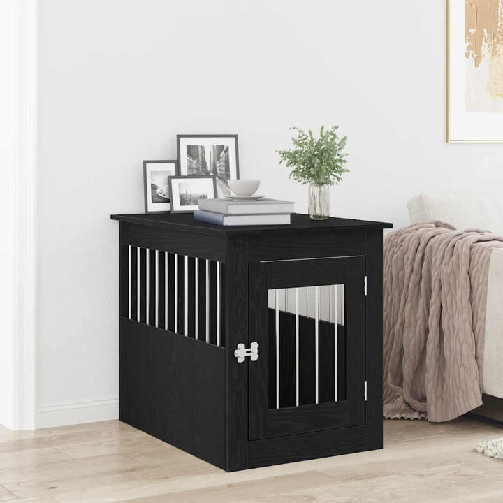 Hundbursmöbler svart ek 55x75x65 cm konstruerat trä