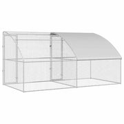 Hönsbur med 2 dörrar 2 st Silver 400x200x200 cm Stål och PE
