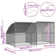 Hönsbur med 2 dörrar 2 st Silver 400x200x200 cm Stål och PE