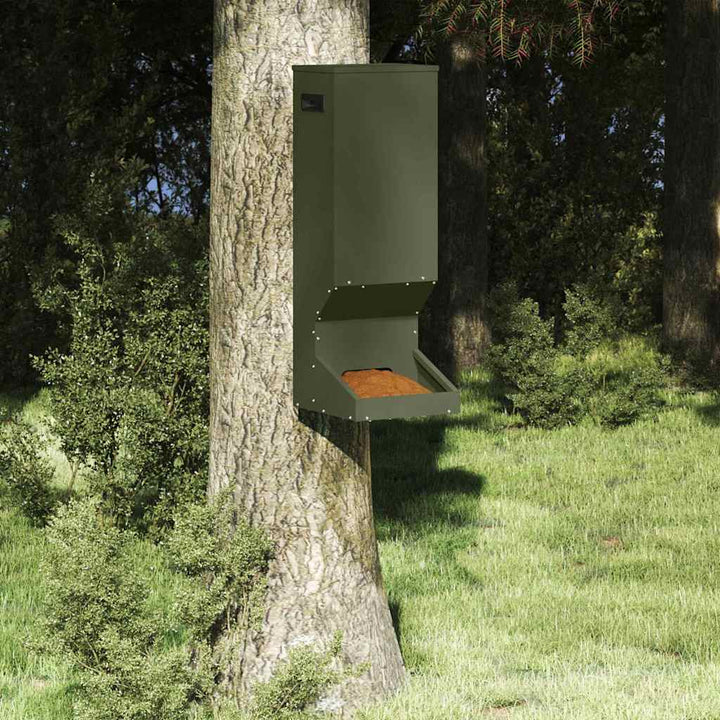 Rådjur Foderautomat Olivgrön 28 x 30 x 80 cm Kallvalsat Stål