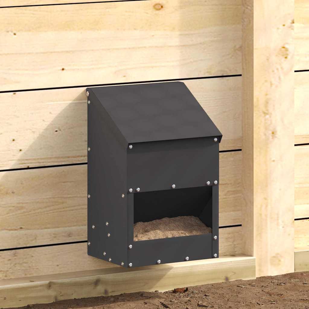Hönsfodertråg Svart 21 x 16 x 33 cm 3 kg Kallvalsat Stål