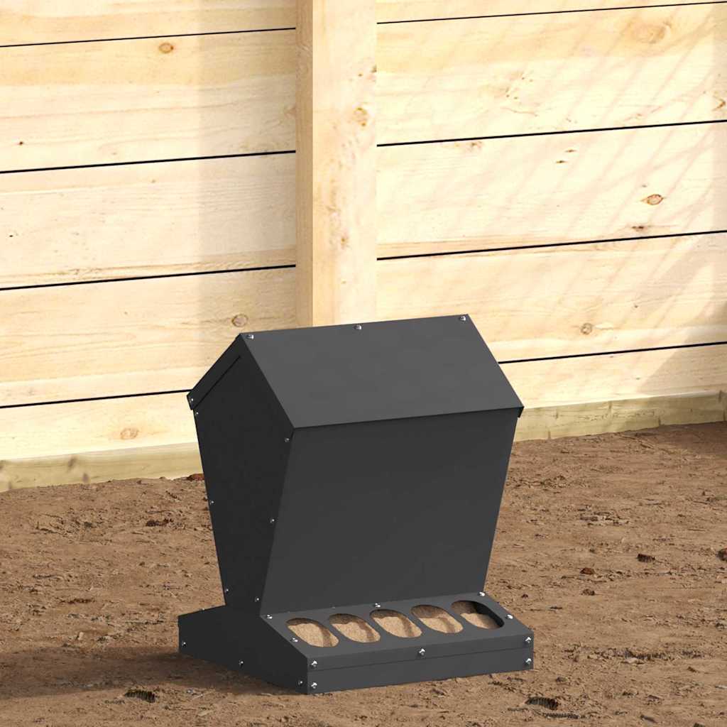 Hönsfodertråg Svart 30 x 30 x 39 cm Kallvalsat Stål