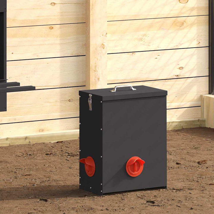 Hönsfodertråg Svart 32,5 x 20,5 x 43 cm 25 kg Kallvalsat Stål