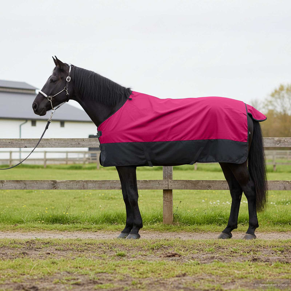 Hästdyna Rosa och svart 115 cm Polyester