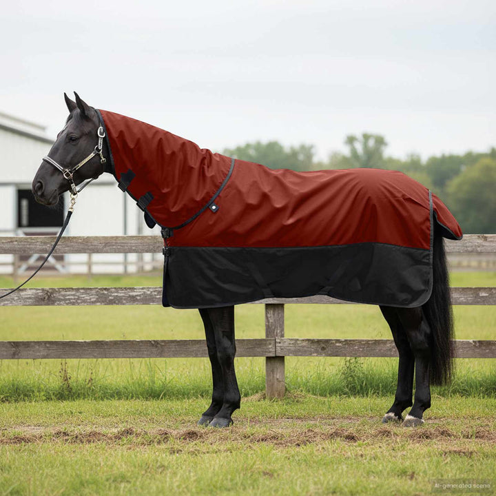 Hästdyna Bordeaux och svart 125 cm Polyester