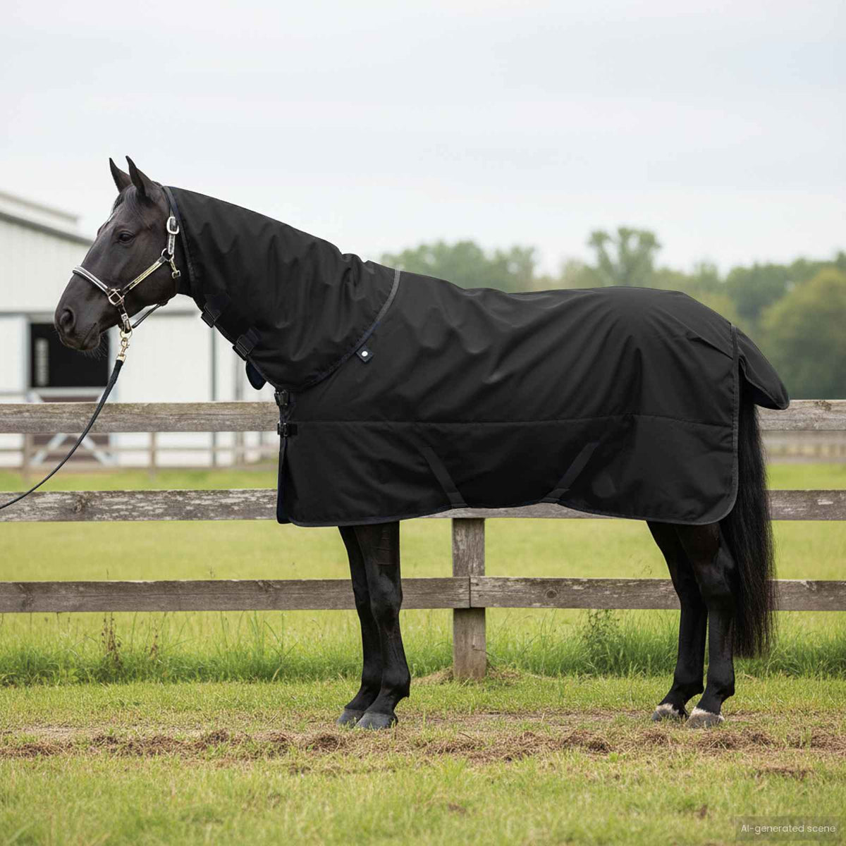 Hästdyna Helt svart 165 cm Polyester