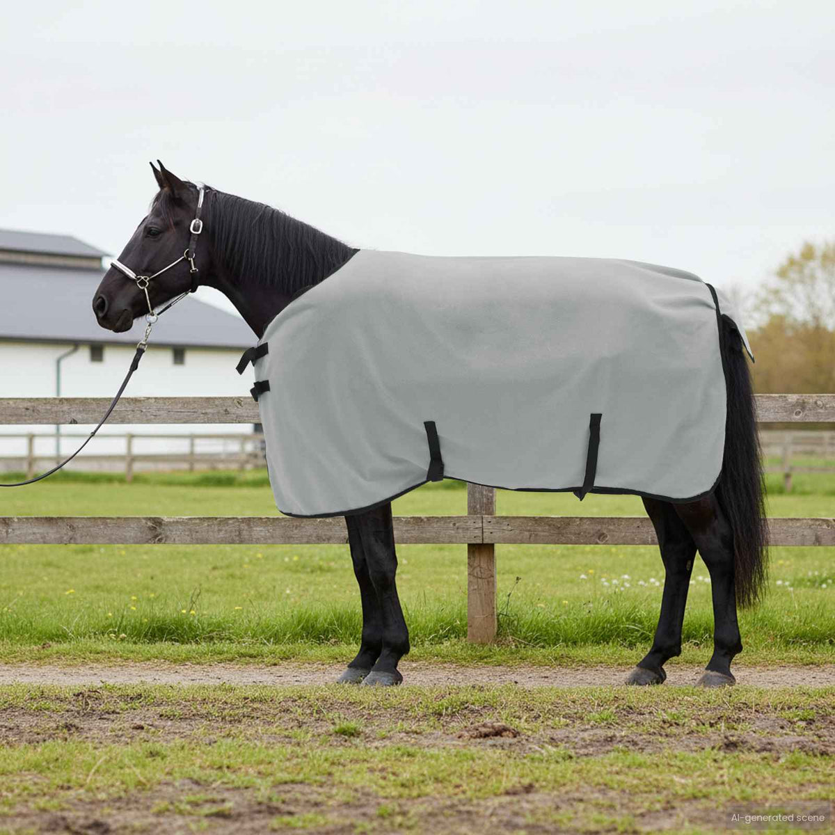 Hästdyna Ljusgrå och rosa 115 cm Polyester Fleece