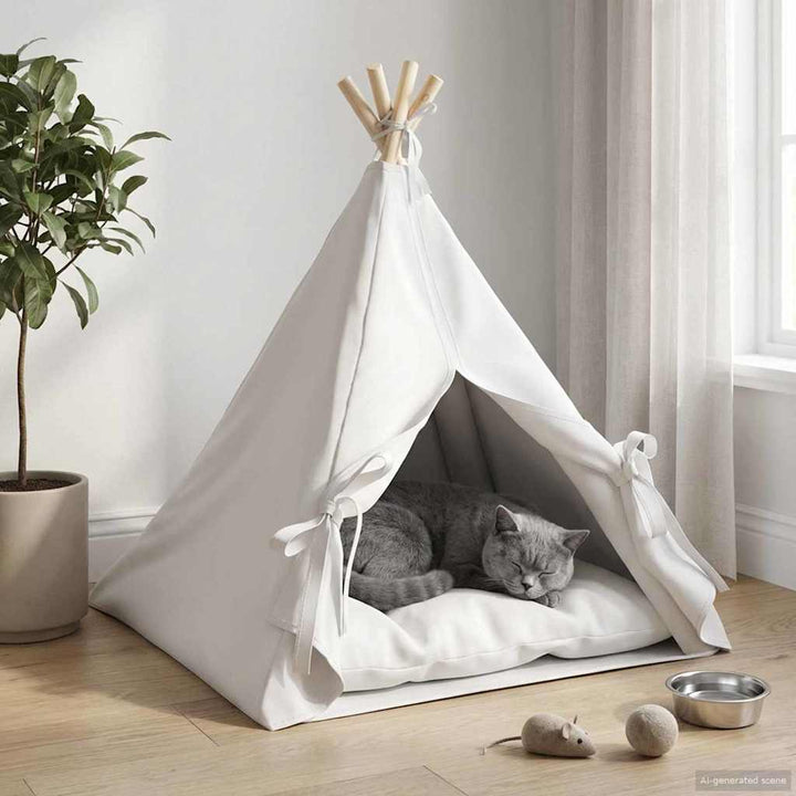Husdjurs-tält med kudde Vit 60 x 60 x 70 cm Polyester
