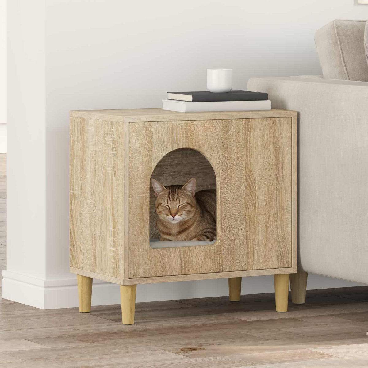 Katt hus Sonoma-ek 51 x 30 x 52 cm Konstruerat trä