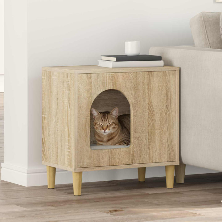 Katt hus Sonoma-ek 51 x 30 x 52 cm Konstruerat trä