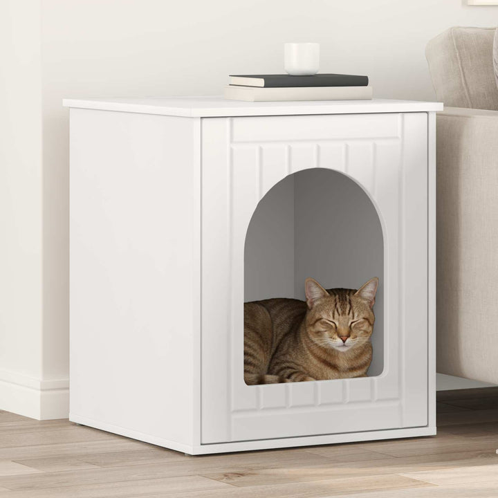 Katt hus Vit 53 x 52 x 62 cm Konstruerat trä