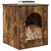 Katt hus Rökt ek 53 x 52 x 62 cm Konstruerat trä