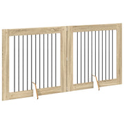 Fällbar hundgrind med stativ 2 st Sonoma-ek 200,5 cm