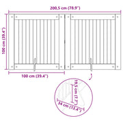 Fällbar hundgrind med stativ 2 st Sonoma-ek 200,5 cm