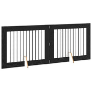 Fällbar hundgrind med stativ 2 st Svart ek 200,5 cm