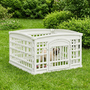 4-delad Hundlekhage 88 x 88 x 56 cm Plast Vit Hopfällbar