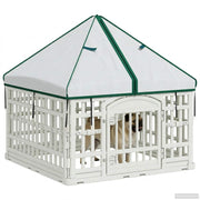 4 Panel Hund Playpen med Tak 88 x 88 x 112 cm Plast Vit