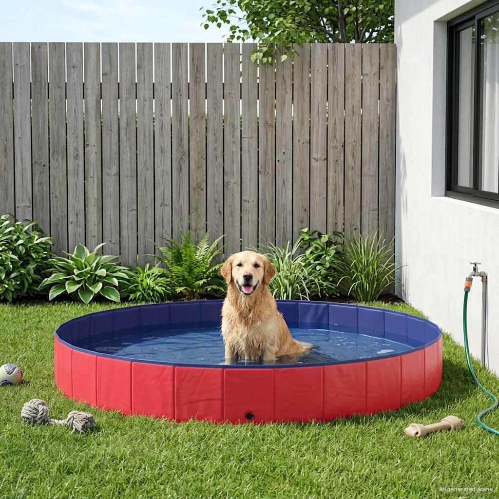 Hundpool Ø300 x 38 cm Tjock PVC Röd