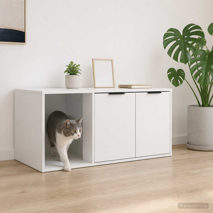 Kattbur Möbler Vit 100 x 49 x 45 cm Konstruerat trä